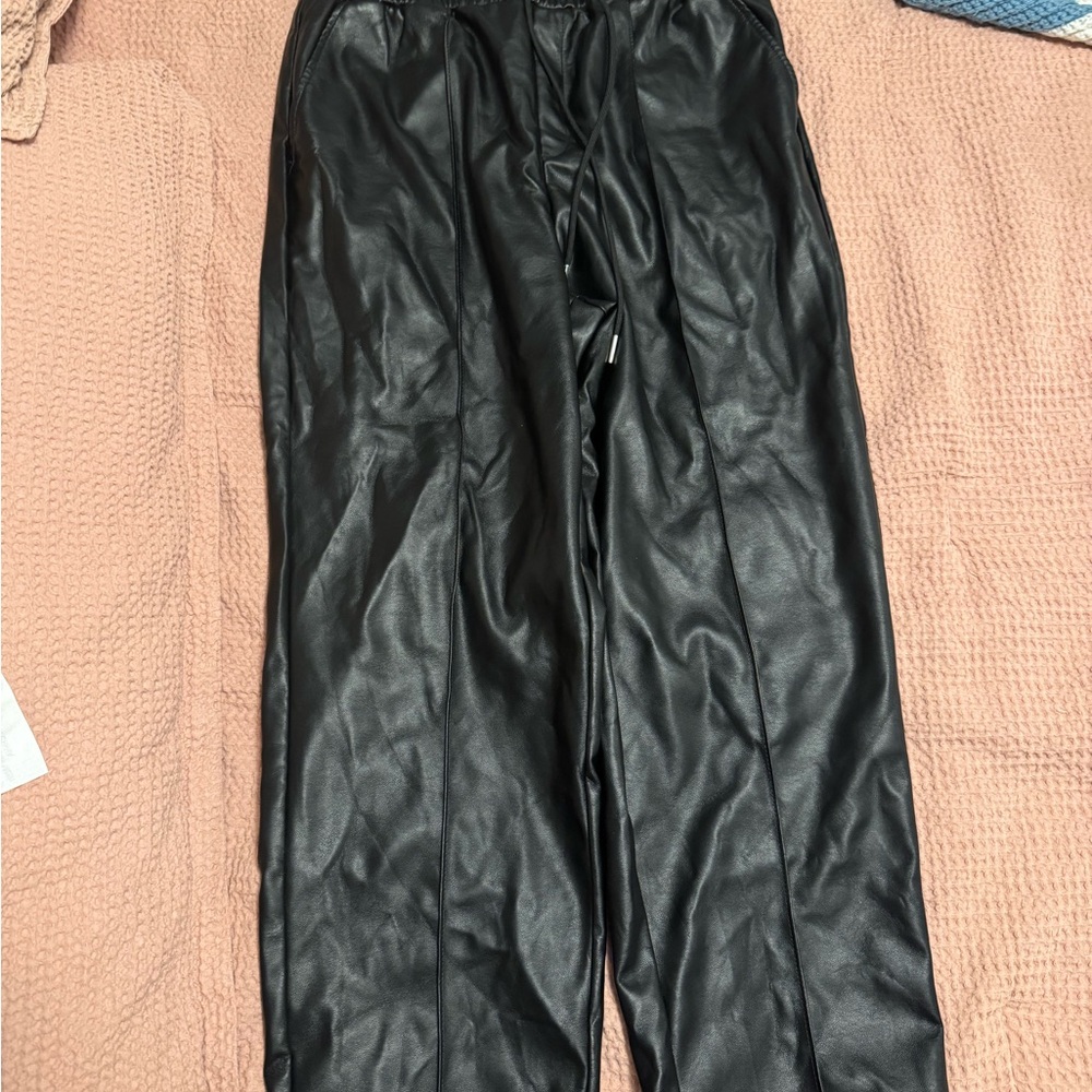 CALIA by Carrie Underwood Faux Leather Joggers in Black - Picture 2 of 3